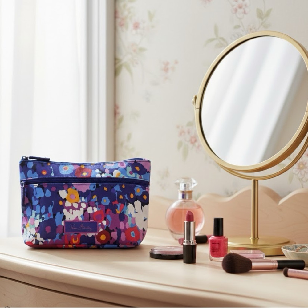 Vera Bradley Lighten Up Travel Waterproof Cosmetic Bag Impressionista Pattern